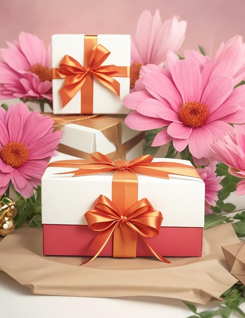 Gift box and gift flower Ai image