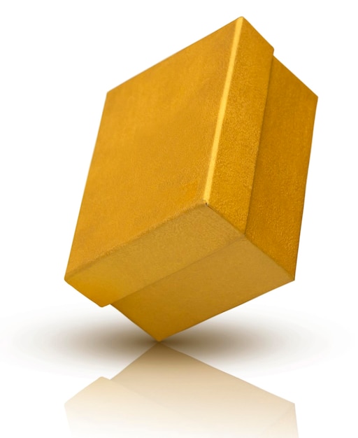 Gift box in gold color on a transparent background The concept of gifts holidays