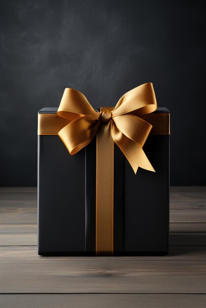 Photo gift box and golden ribbon