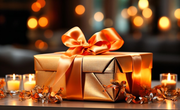 a gift box is sitting on a table