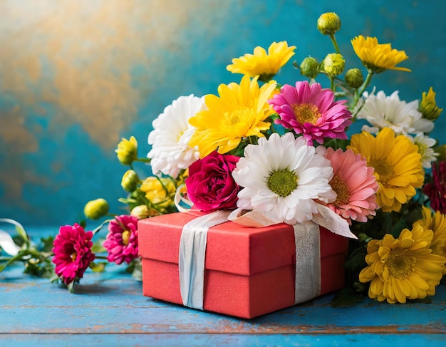 Фото Подарочная коробка на розовом фоне с лепестками розы концепция дня матери 39s копируйте пространство