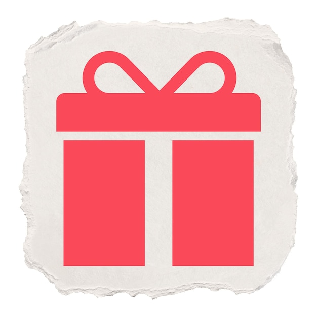 gift box png reward icon sticker ripped paper design transparent background