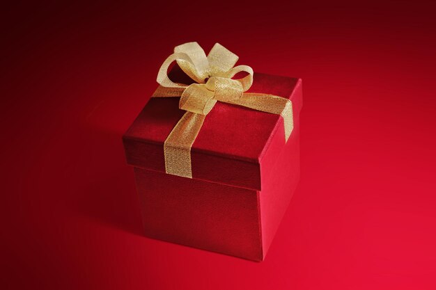 Photo gift box on red background