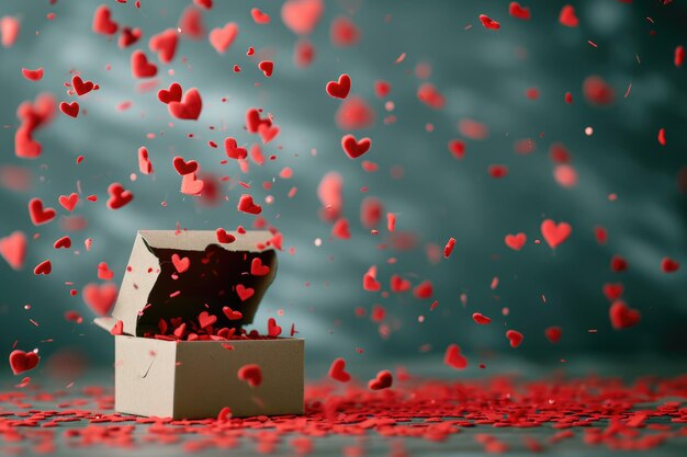 Photo a gift box of romantic love on valentines day pragma