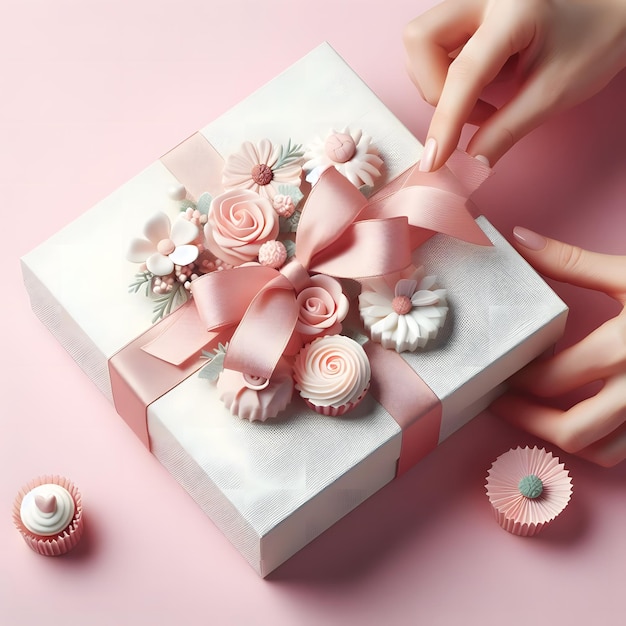 gift box on solid pastel background
