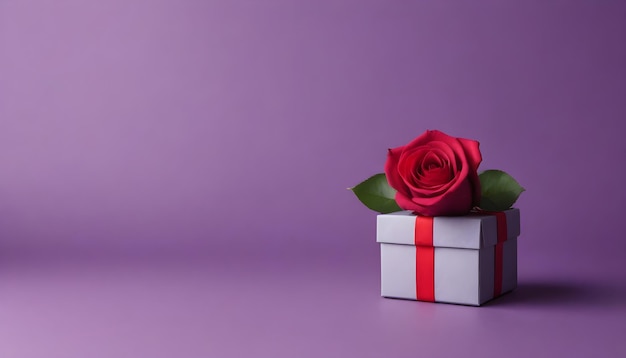 Photo gift box for valentines day with a bright purple background 2