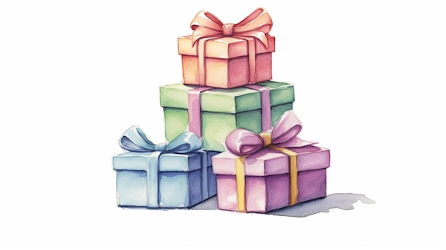 gift box watercolor HD 8K wallpaper Stock Photographic Image