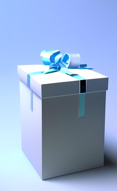 Gift box white and blue, light blue, gentle presents by generative AI, AI Generated