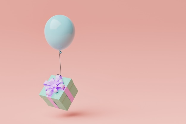 gift box with a balloon floating