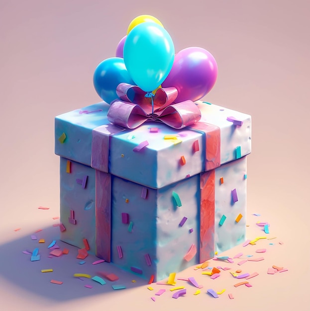 gift box with balloons 05