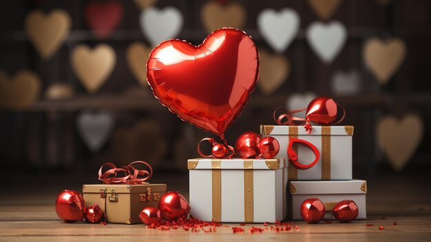 gift box with balloons HD 8K wallpaper Stock Photographic