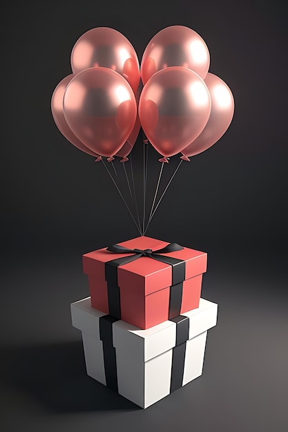 gift box with balloons