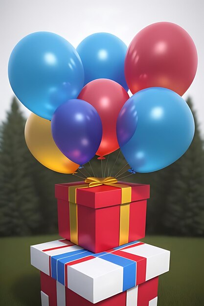 Foto gift box with balloons