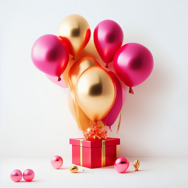 gift box with balloons