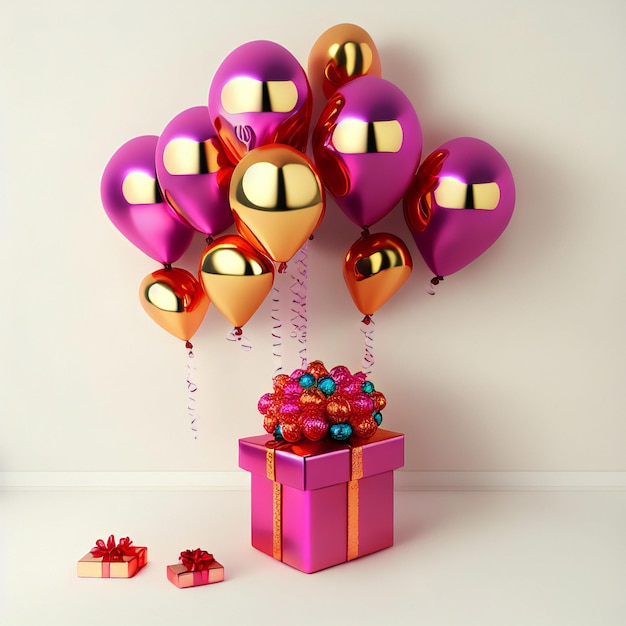 gift box with balloons