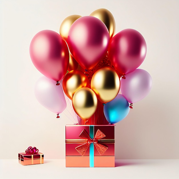 gift box with balloons