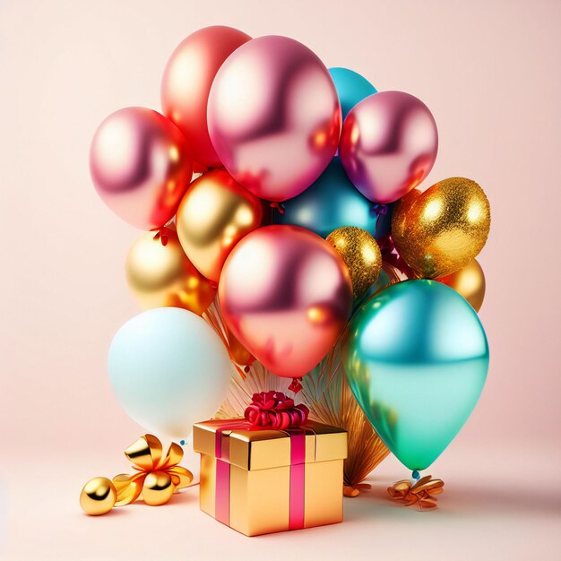 gift box with balloons