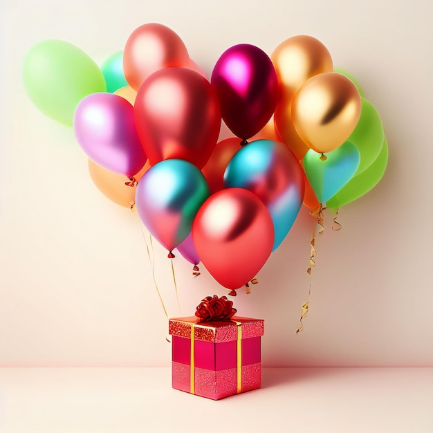 gift box with balloons