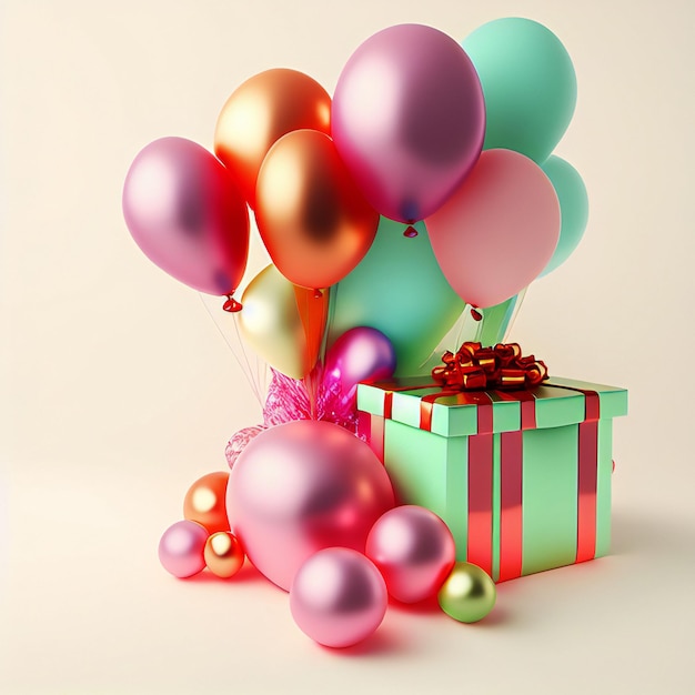 gift box with balloons