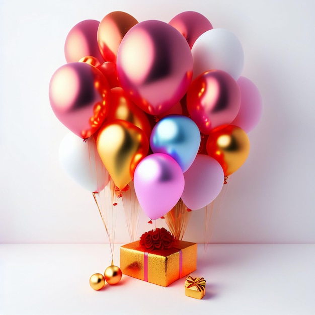 gift box with balloons