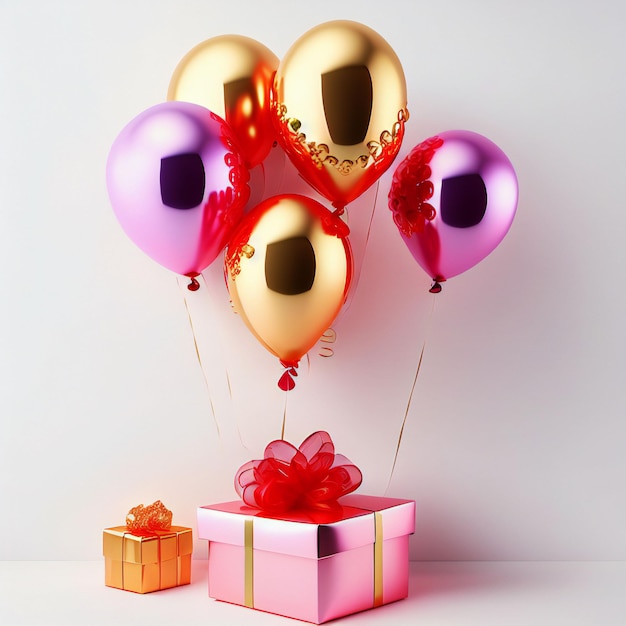 gift box with balloons