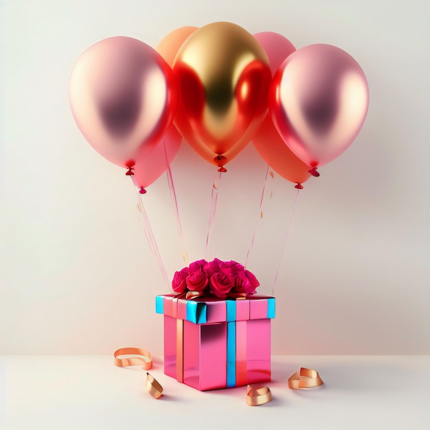 gift box with balloons