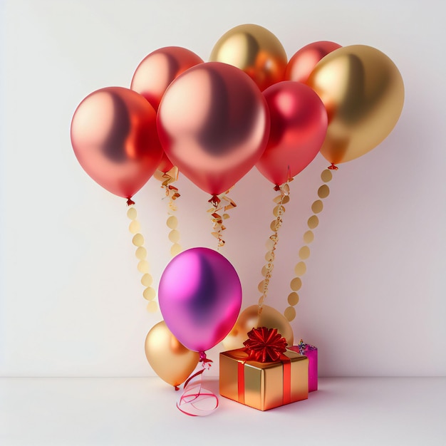 gift box with balloons