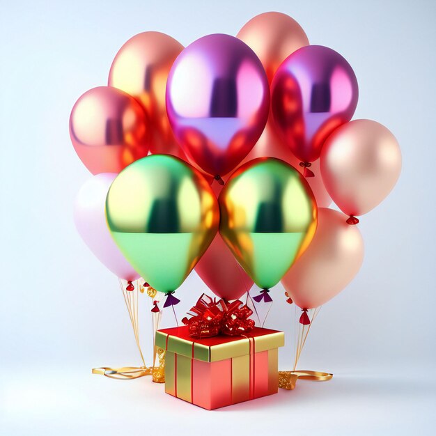 gift box with balloons