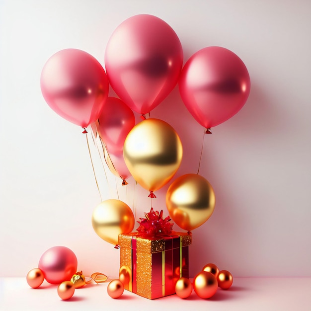 gift box with balloons