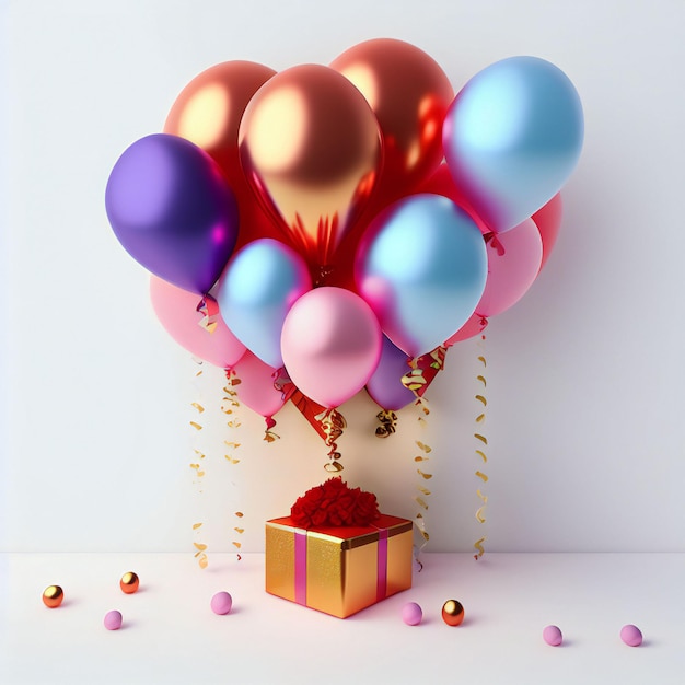 gift box with balloons