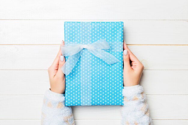 gift box with beautiful wrapping paper