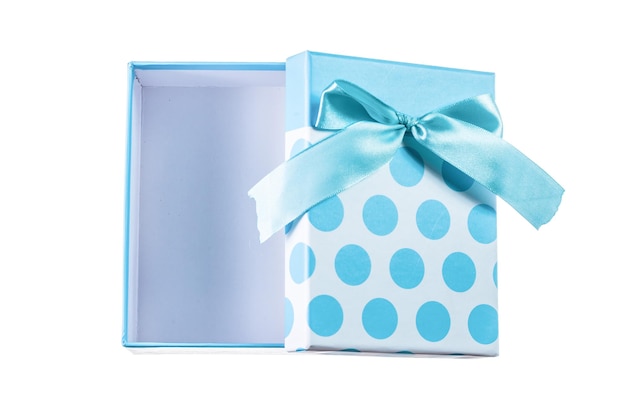 Gift box with blue bow isolated