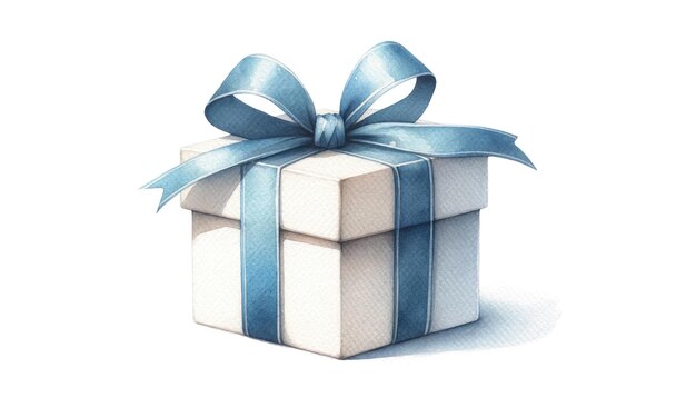 Gift box with blue ribbon