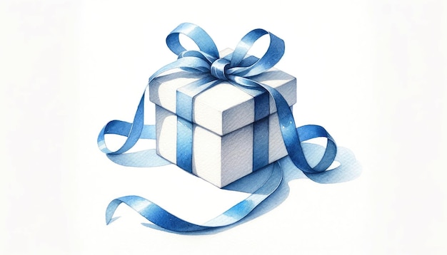 파란 리본으로 된 선물 상자