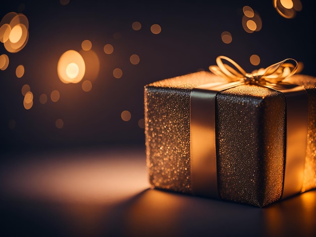 Gift box with bokeh background