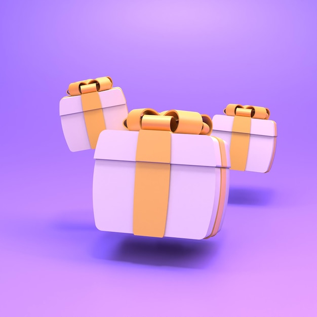 Gift box with a bow. 3d render illustration.