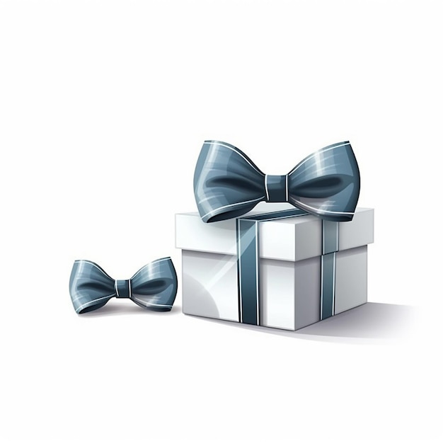 Gift box with bow on empty white background