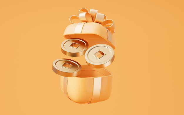Gift box with cartoon style 3d rendering
