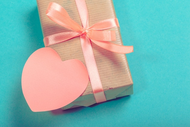 Gift box with gift tag in heart shape