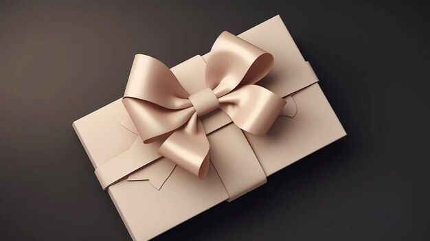 Gift box with gold bow generative ai