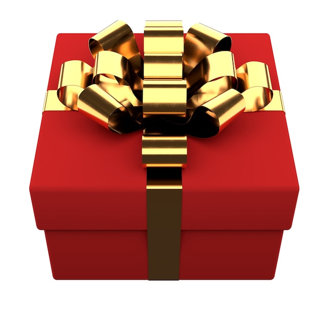 Gift box with golden ribbon and bow