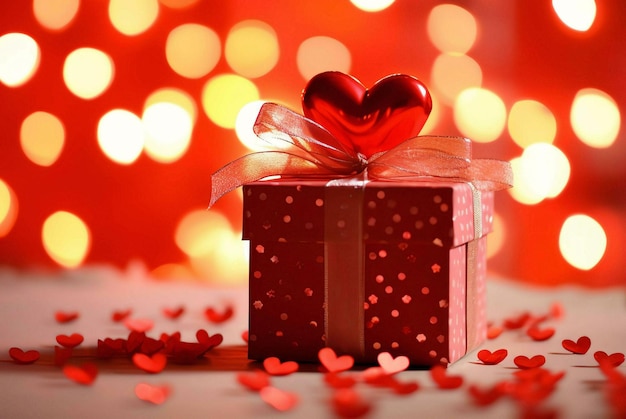 Подарочная коробка с сердцем Подарожная коробка со лентой Красная подарочная коротка