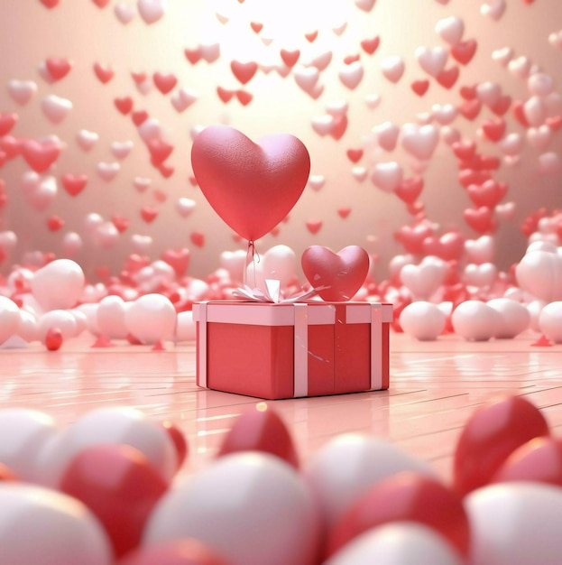 gift box with heart shaped balloons gift box with heart gift box with hearts