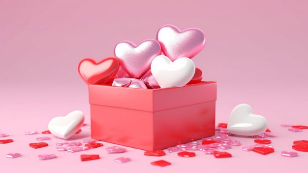 gift box with hearts isolated