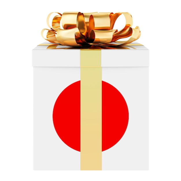 Gift box with Japanese flag Holiday in Japan concept 3D rendering