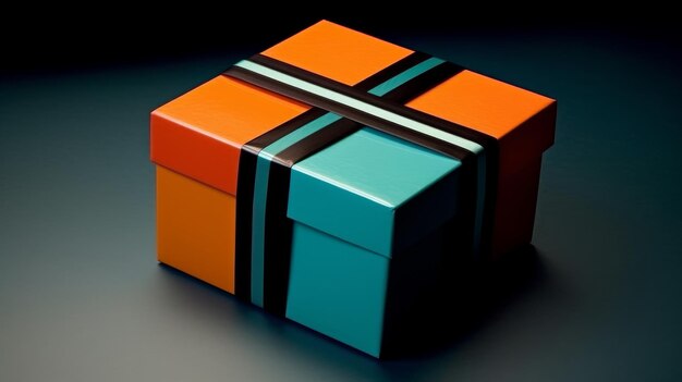 A gift box with a modern color block design AI generated