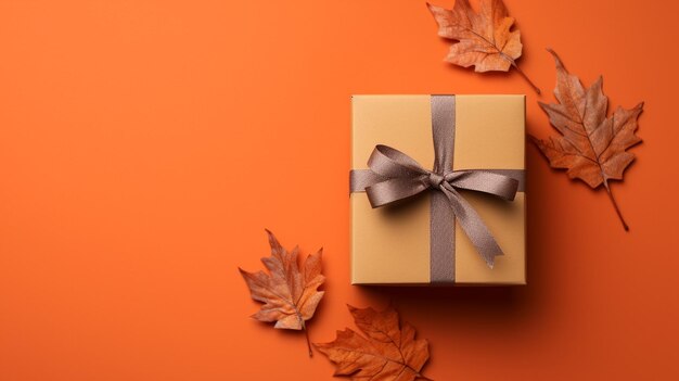 Photo gift box with orange wallpaper