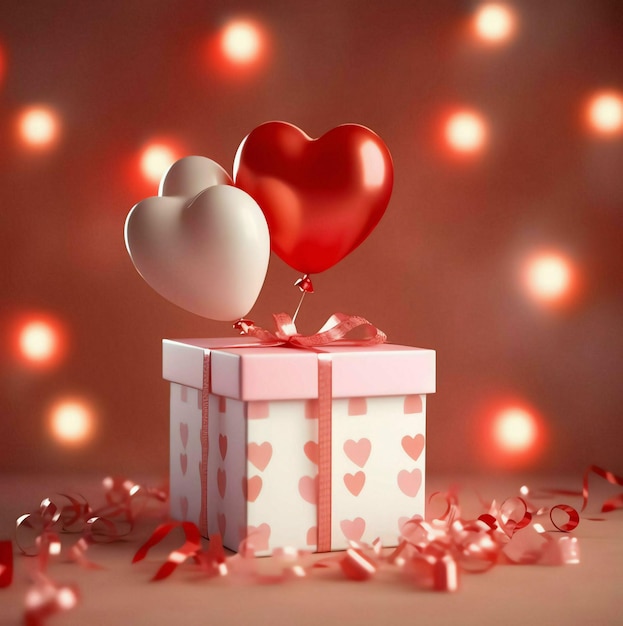 Подарочная коробка с красным сердцем Подарожная коробка со сердцами