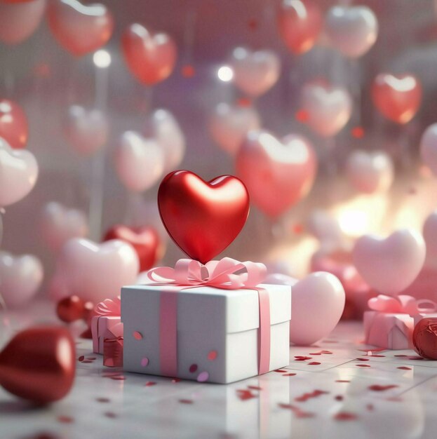 Подарочная коробка с красными сердцами Подарожная коробка со сердцем Подарок на День святого Валентина