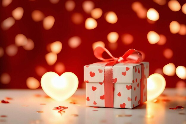 Подарочная коробка с красными сердцами Подарожная коробка со красным сердцем